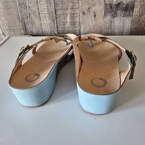 Journee Collection Sandal Womens 6.5 Blue Navara Wedge Thong Sandals NWOB - Picture 5 of 7